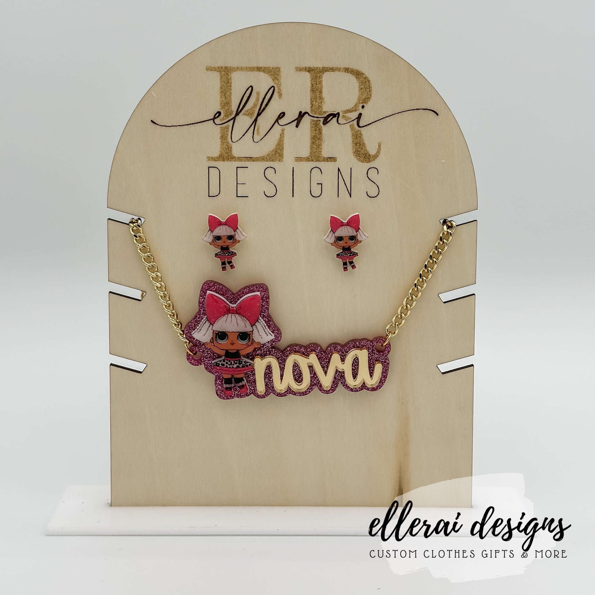 Character Name Necklace with Matching Earrings  image 0