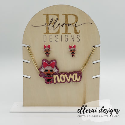 Character Name Necklace with Matching Earrings  image 0