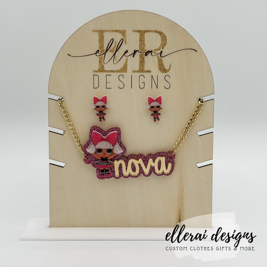 Character Name Necklace with Matching Earrings  image 0